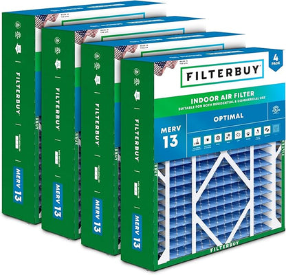 Filterbuy 24x25x5 Air Filter MERV 13 Optimal Smoke & Allergy Defense, by Filterbuy
