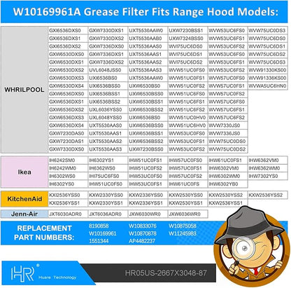W10169961A Range Hood Filter Replacement, Fits Whirlpool, Kitchen Aid, Jenn Air - Image 6