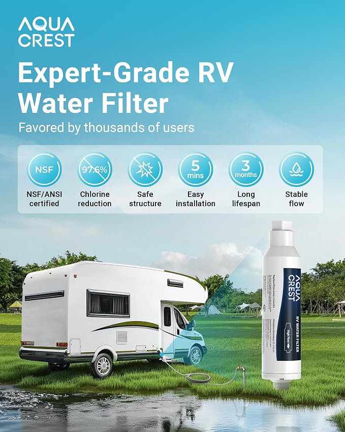 AQUA CREST RV Inline Hose Water Filter, Garden and Camper, NSF Certified - Image 2