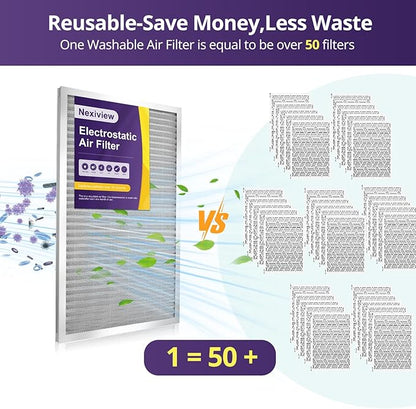16x16x1 Furnace Filter-MERV8, Washable & Reusable Electrostatic Air Filter - Image 2