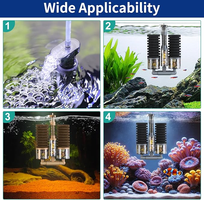 Dual Sponge Aquarium Filter, Air-Powered, 10–40 Gal – Ultra-Quiet Bio-Sponge - Image 7