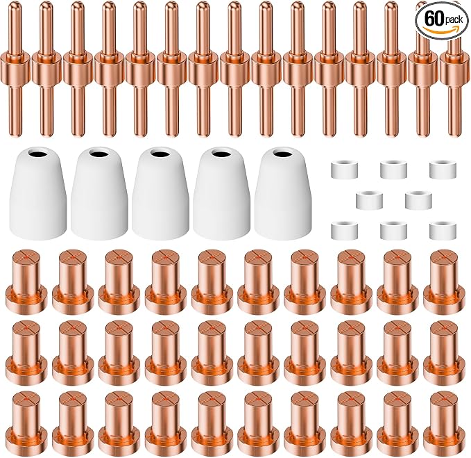 60PCS PT31 Plasma Cutter Consumables, High-Quality Cutting Performance Nozzles by Blugibedramsh