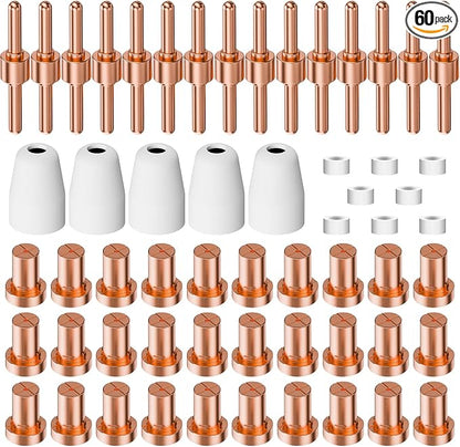 60PCS PT31 Plasma Cutter Consumables, High-Quality Cutting Performance Nozzles by Blugibedramsh