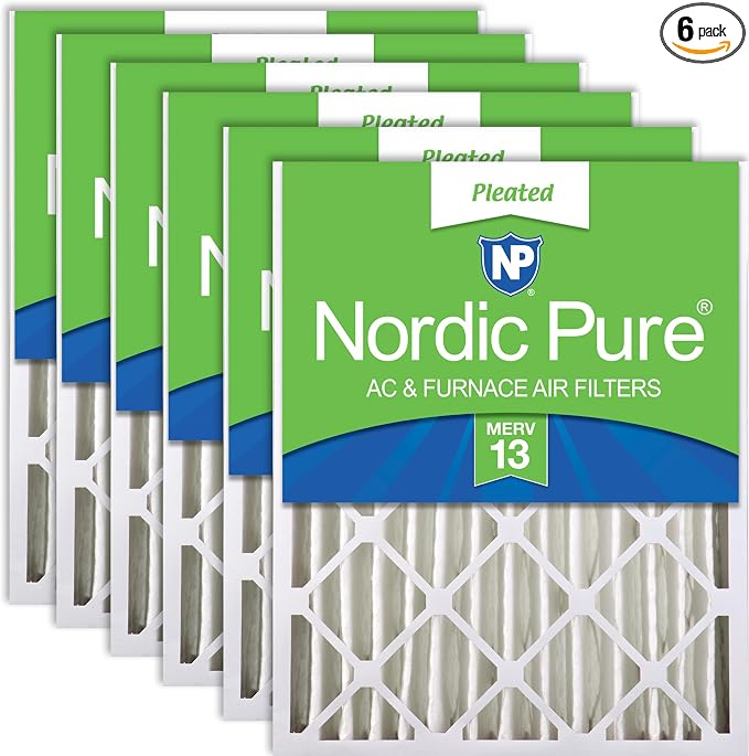 Nordic Pure 16x20x4 Pleated MERV 13 Air Filters 6 Pack by NordicPure