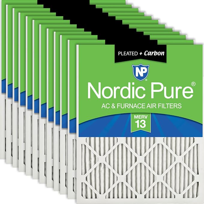 Nordic Pure 12x24x1 Pleated Air Filters MERV 13 Plus Carbon 12 Pack by NordicPure