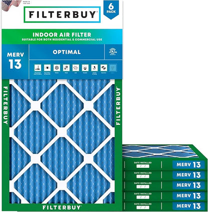 Filterbuy 10x18x1 Air Filter MERV 13 Optimal Smoke & Allergy Defense, by Filterbuy