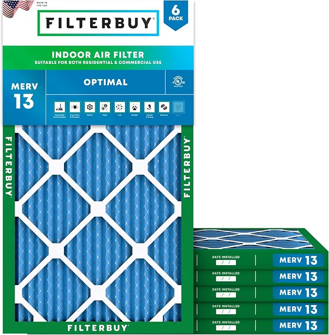 Filterbuy 14x22x1 Air Filter MERV 13 Optimal Smoke & Allergy Defense, by Filterbuy