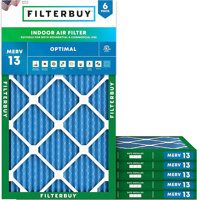 Filterbuy 13x24x1 Air Filter MERV 13 Optimal Smoke & Allergy Defense, by Filterbuy