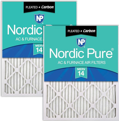 Nordic Pure 14x30x1 Pleated Air Filters MERV 14 Plus Carbon 2 Pack by NordicPure