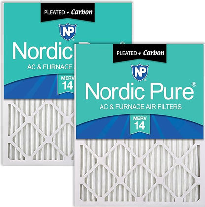 Nordic Pure 24x24x1 Pleated Air Filters MERV 14 Plus Carbon 2 Pack by NordicPure