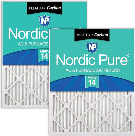 Nordic Pure 12x24x1 Pleated Air Filters MERV 14 Plus Carbon 2 Pack by NordicPure