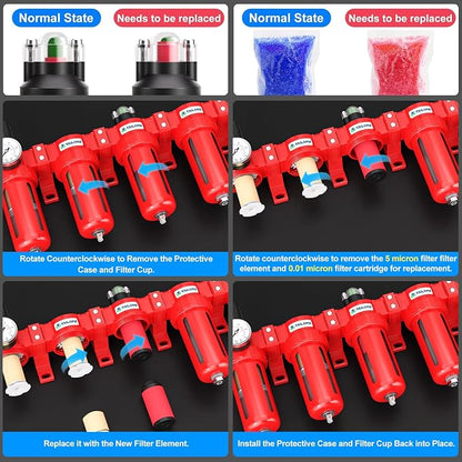 TAILONZ PNEUMATIC 0-150PSI 1/4 Inch NPT Red Industrial Grade 5 Stage Air Drying - Image 6