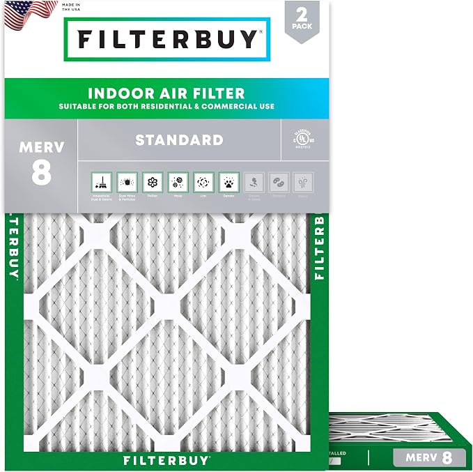 Filterbuy 14x16x1 Air Filter MERV 8 Essential Dust & Allergy Defense, by Filterbuy
