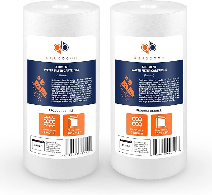 Aquaboon 5 Micron 10 x 4.5 Well Water Sediment Filter Replacement Whole House by Aquaboon