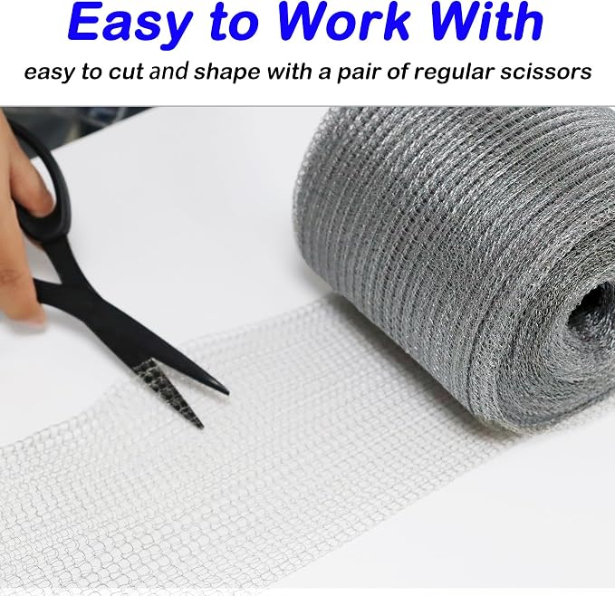 Wire Mesh for Mice Control 5IN X 53Ft, Hole Fill Fabric, Upgraded Stainless - Image 4