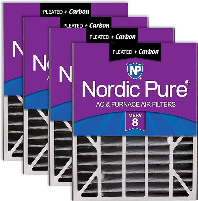 Nordic Pure 20x25x5 Air Bear AC Filter Replacement MERV 8 Plus Carbon 4 Pack by NordicPure