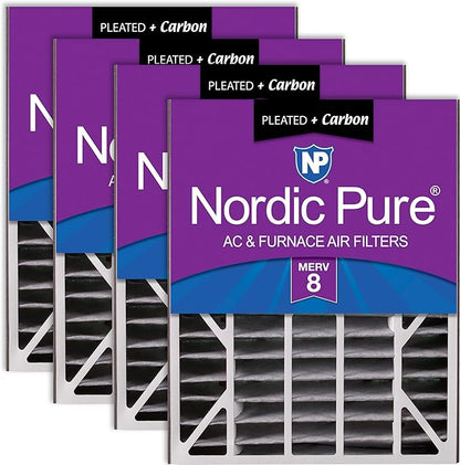 Nordic Pure 20x25x5 Air Bear AC Filter Replacement MERV 8 Plus Carbon 4 Pack by NordicPure