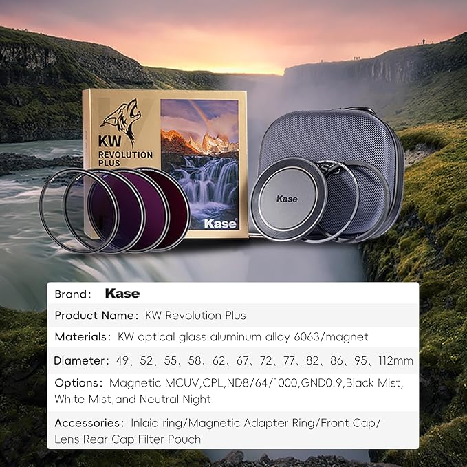 Kase 82mm KW Revolution Plus Master Kit, Includes CPL, ND8/64/1000, Inlaid Ring - Image 9