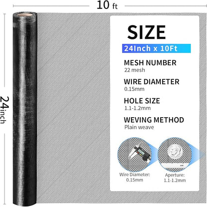 304 Stainless Steel Mesh, 24in x 10ft, 22 Mesh, Sturdy Metal Screen Roll - Image 3