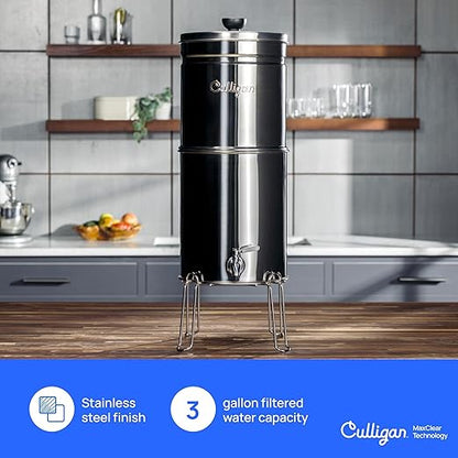 Culligan MaxClear 3 Gallon Gravity Water Filter System, Brushed Stainless-Steel - Image 9