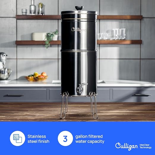 Culligan MaxClear 3 Gallon Gravity Water Filter System, Brushed Stainless-Steel - Image 9