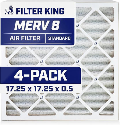 Filter King 17.25x17.25x0.5 Air Filter | 4-PACK | MERV 8 HVAC Pleated A/C by FilterKing