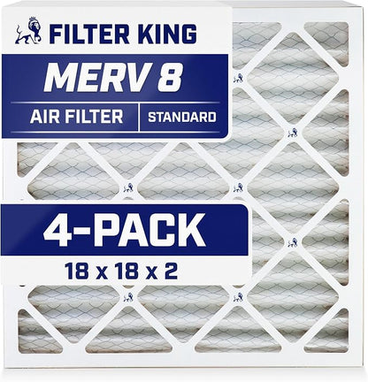 Filter King 18x18x2 Air Filter | 4-PACK | MERV 8 HVAC Pleated A/C Furnace by FilterKing