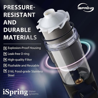 iSpring WSP50ARJ-BP Whole House Prefilter, Spin-Down Sediment Water Filter - Image 9