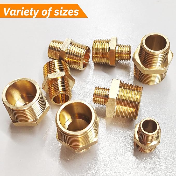 2pcs 1/2" NPT x 1/4" NPT Brass Nipple, 1/2 to 1/4 Adapter Fitting Reducing - Image 7