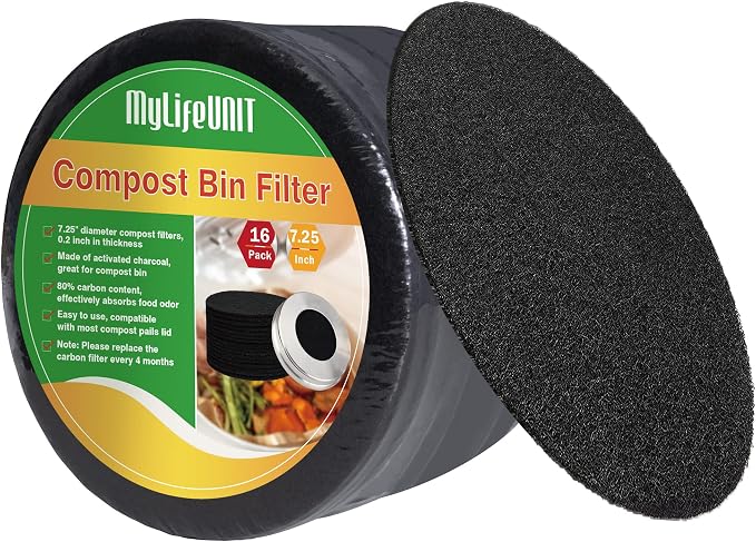 MyLifeUNIT 16 Pack Compost Bin Filter, Kitchen Compost Pail Charcoal Filter by MyLifeUNIT