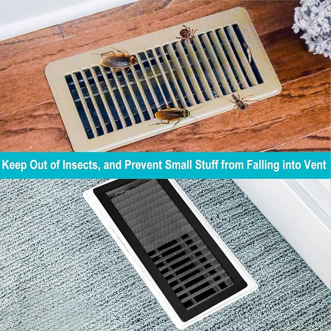 Magnetic Floor Register Vent Covers, 4 x 14 Inch Air Vent Filter Mesh, Sticky - Image 6