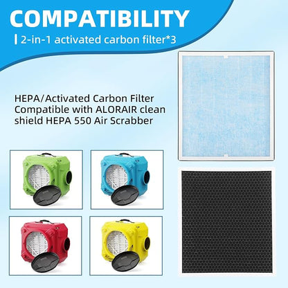 HEPA/Activated Carbon Filter Replacement, 550 Fliter Replacement Set Compatible - Image 3