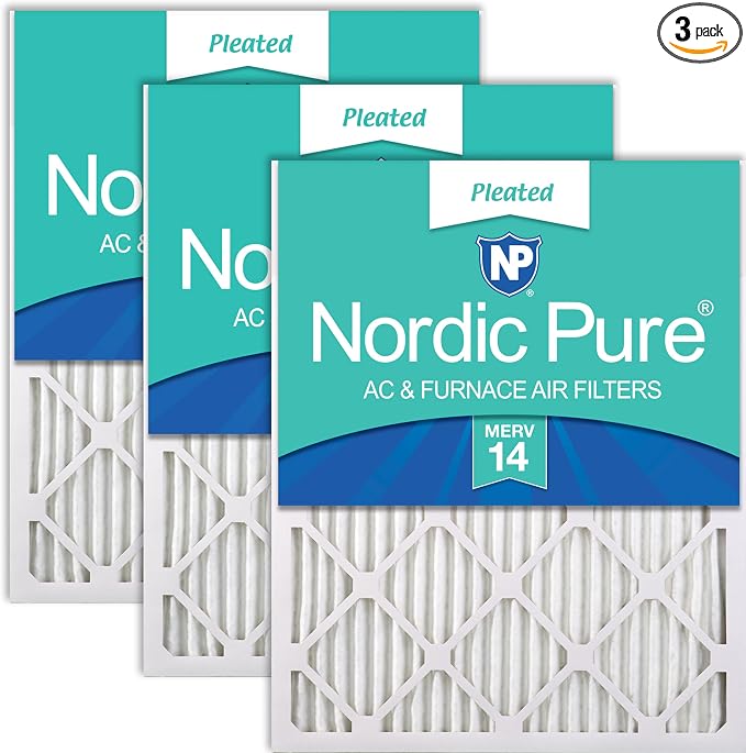 Nordic Pure 25x25x1 Pleated MERV 14 Air Filters 3 Pack by NordicPure