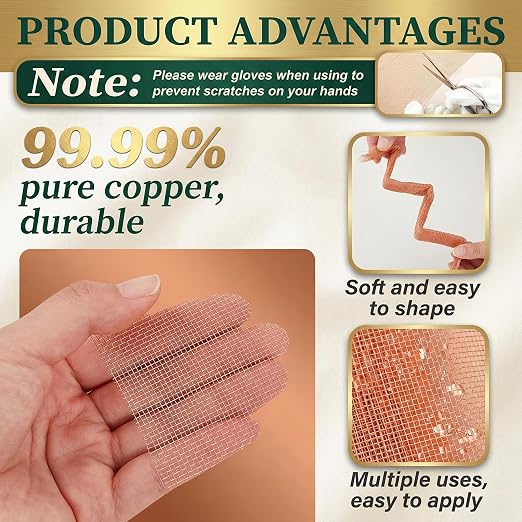 Therwen 12 Inch x 35 ft Copper Mesh Screen 99.9% Pure Copper 40 Mesh Roll Wire - Image 3