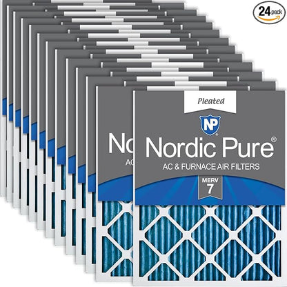 Nordic Pure 12x25x1 Pleated MERV 7 Air Filters 24 Pack by NordicPure