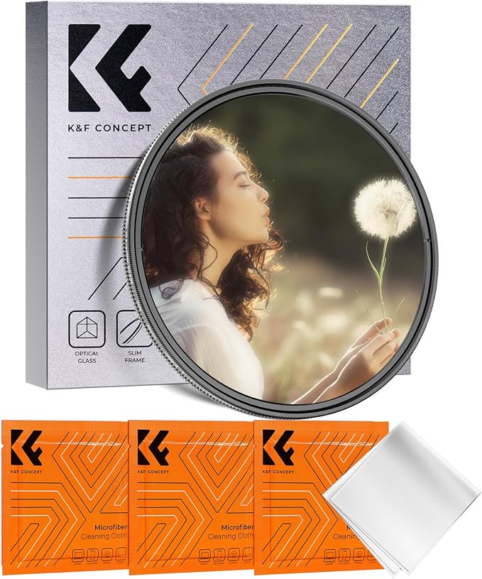 K&F CONCEPT 58mm Black Diffusion Mist 1/4 & Variable ND2-32 in-1 Filter by KFCONCEPT