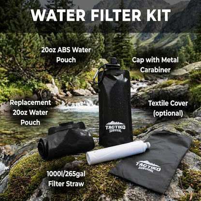 Tactiko Survival 20oz/600ml Purifying Water Bottle Filter Kit - Image 2