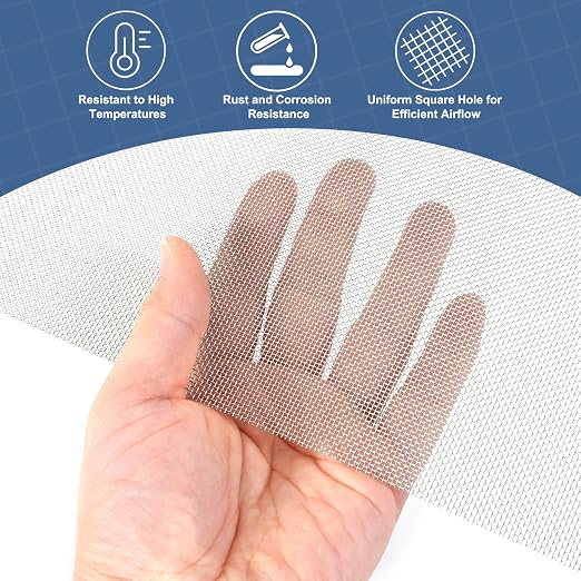 uxcell 20 Mesh 48" x 16" Woven Wire Mesh, 304 Stainless Steel Air Vent Filter - Image 5