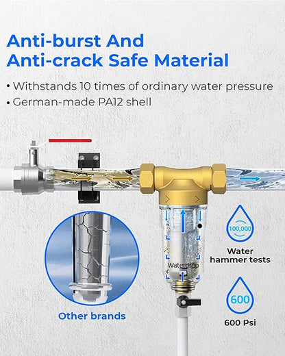Waterdrop Spin Down Sediment Filter, Backwash Whole House Water Filter System - Image 6