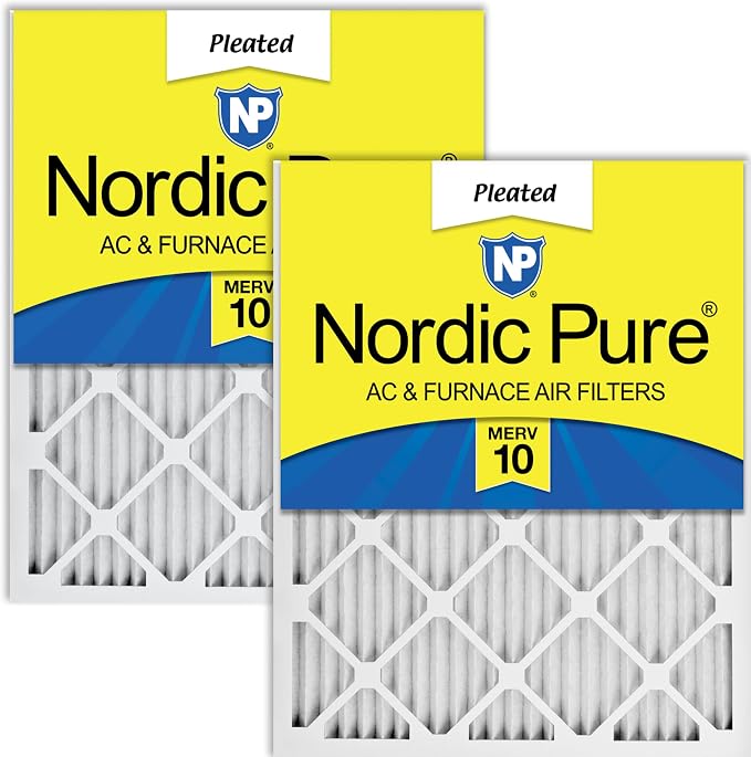 Nordic Pure 20x20x1 Pleated MERV 10 Air Filters 2 Pack by NordicPure