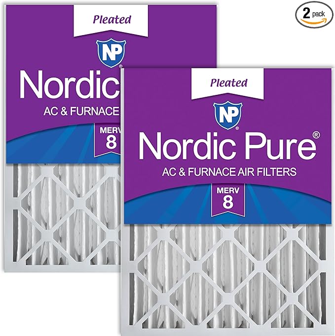Nordic Pure 16x20x4 Pleated MERV 8 Air Filters 2 Pack by NordicPure