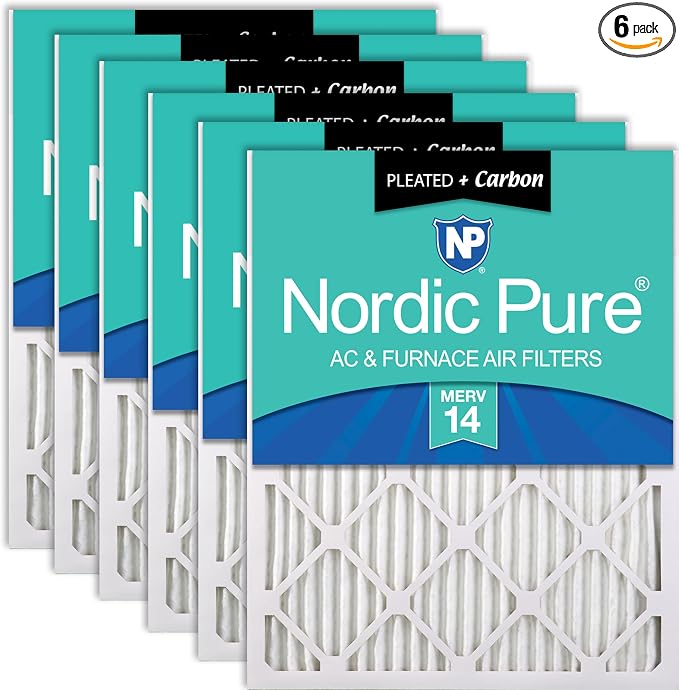 Nordic Pure 20x30x1 Pleated Air Filters MERV 14 Plus Carbon 6 Pack by NordicPure