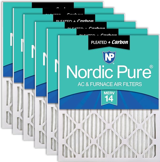 Nordic Pure 12x12x1 Pleated Air Filters MERV 14 Plus Carbon 6 Pack by NordicPure