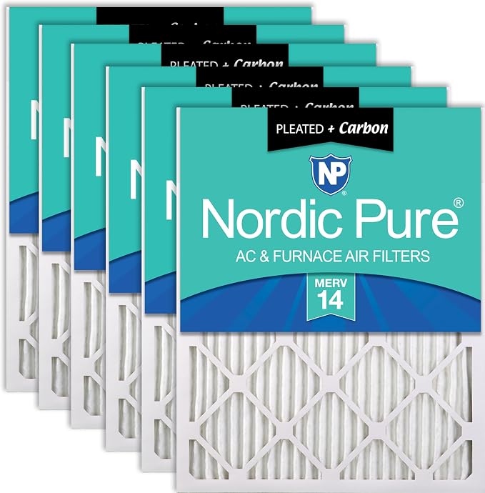 Nordic Pure 14x30x1 Pleated Air Filters MERV 14 Plus Carbon 6 Pack by NordicPure