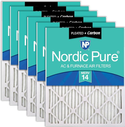 Nordic Pure 14x30x1 Pleated Air Filters MERV 14 Plus Carbon 6 Pack by NordicPure
