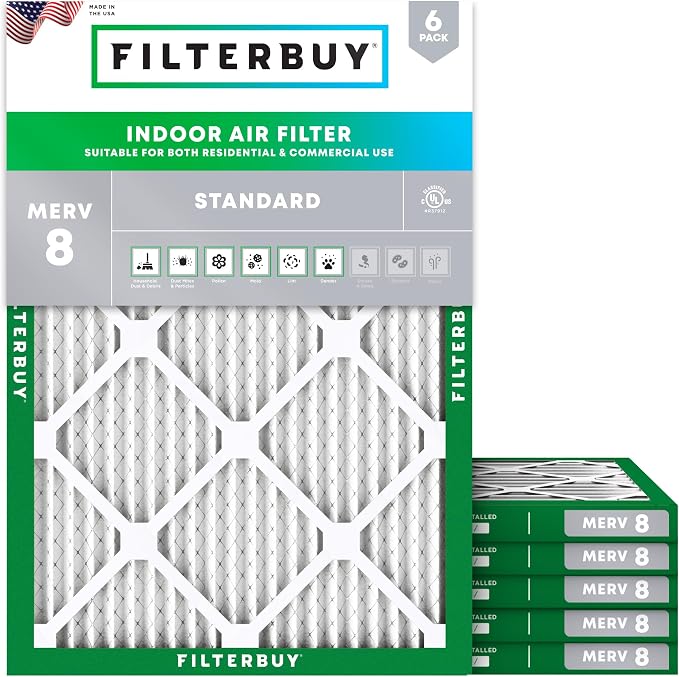Filterbuy 19.88x21.5x1 Air Filter MERV 8 Essential Dust & Allergy Defense by Filterbuy