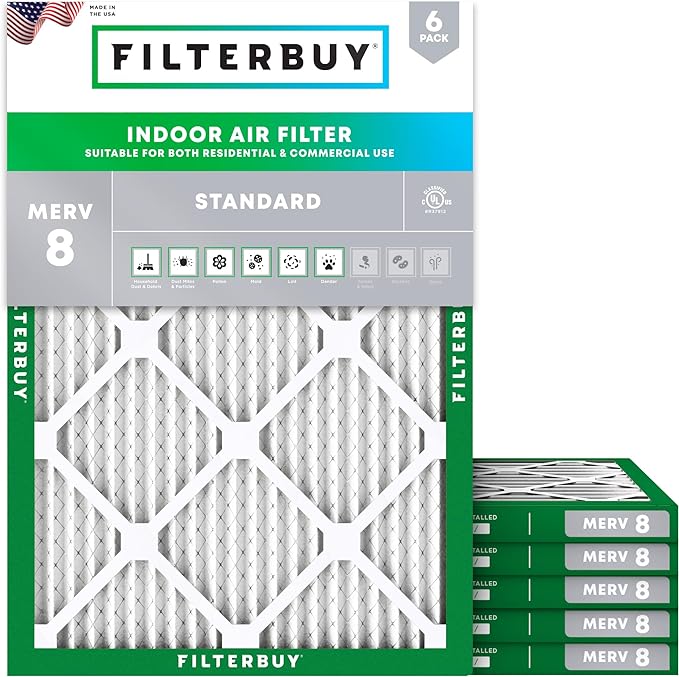 Filterbuy 16.5x21x1 Air Filter MERV 8 Essential Dust & Allergy Defense by Filterbuy