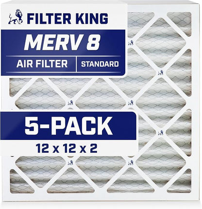 Filter King 12x12x2 Air Filter | 5-PACK | MERV 8 HVAC Pleated A/C Furnace by FilterKing