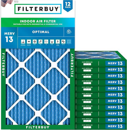 Filterbuy 20x30x1 Air Filter MERV 13 Optimal Smoke & Allergy Defense, by Filterbuy