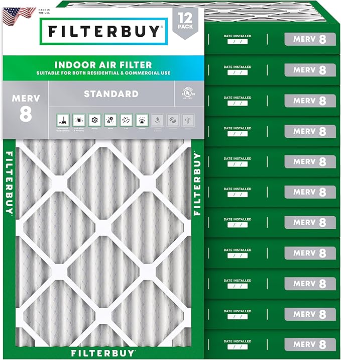 Filterbuy 14x30x2 Air Filter MERV 8 Essential Dust & Allergy Defense, by Filterbuy